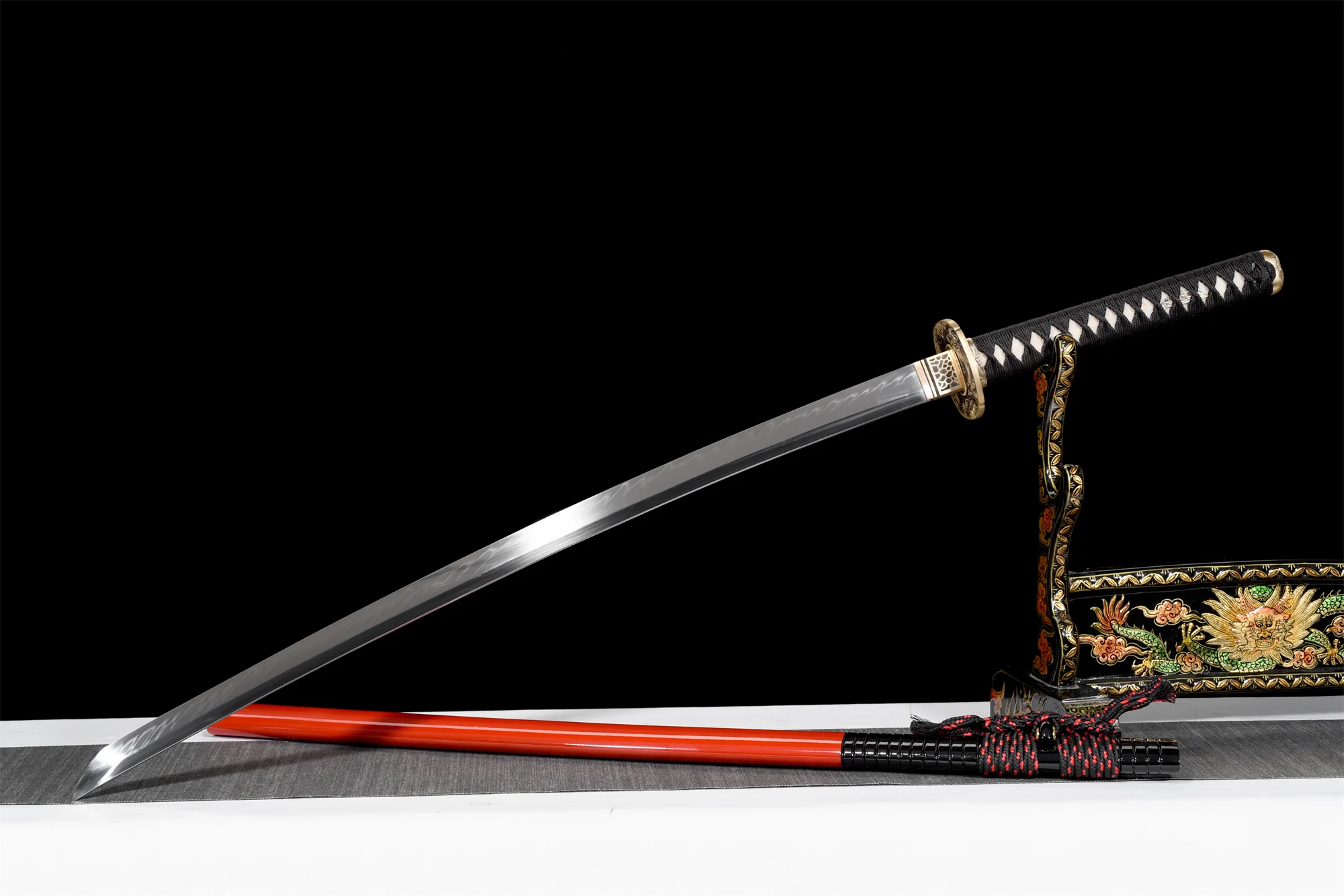 Red Koi Katana – T10 Clay Tempered, Full Tang