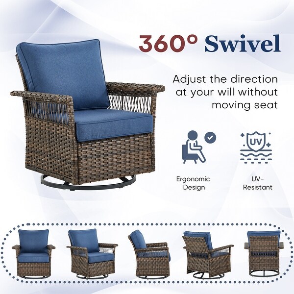 7PCS 3Seat Sofa,2 Swivel Chairs,2 Armchairs,2 Ottomans