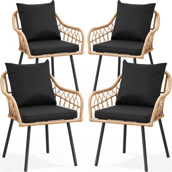 Moasis 4Person Patio Bistro Set Wicker Dinner Table Set
