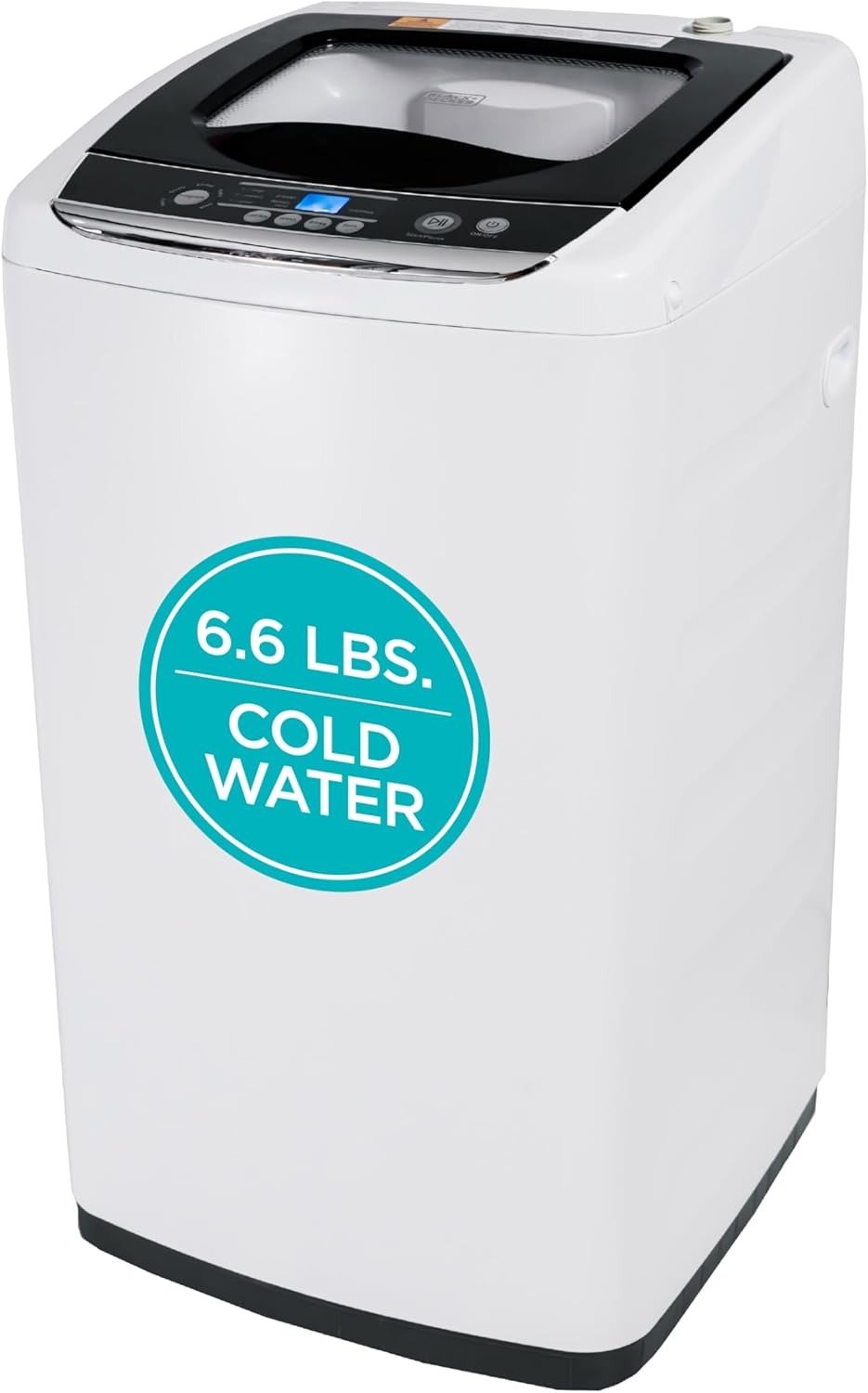 0.9 Cu. Ft. Portable Washer, 6.6 lb. Capacity Washing Machine for Homes & Apartments, 5 Wash Cycles, Quick Connect Sink Adapter and Drain Hose Included, LED Display, White