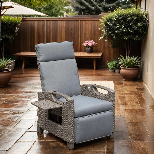 Patio Adjustable Recliner Chair with HandWoven Wicker