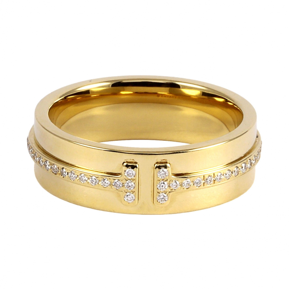 Tiffany & Co. Tiffany T Wide Ring 18K Yellow Gold Diamond 60150853