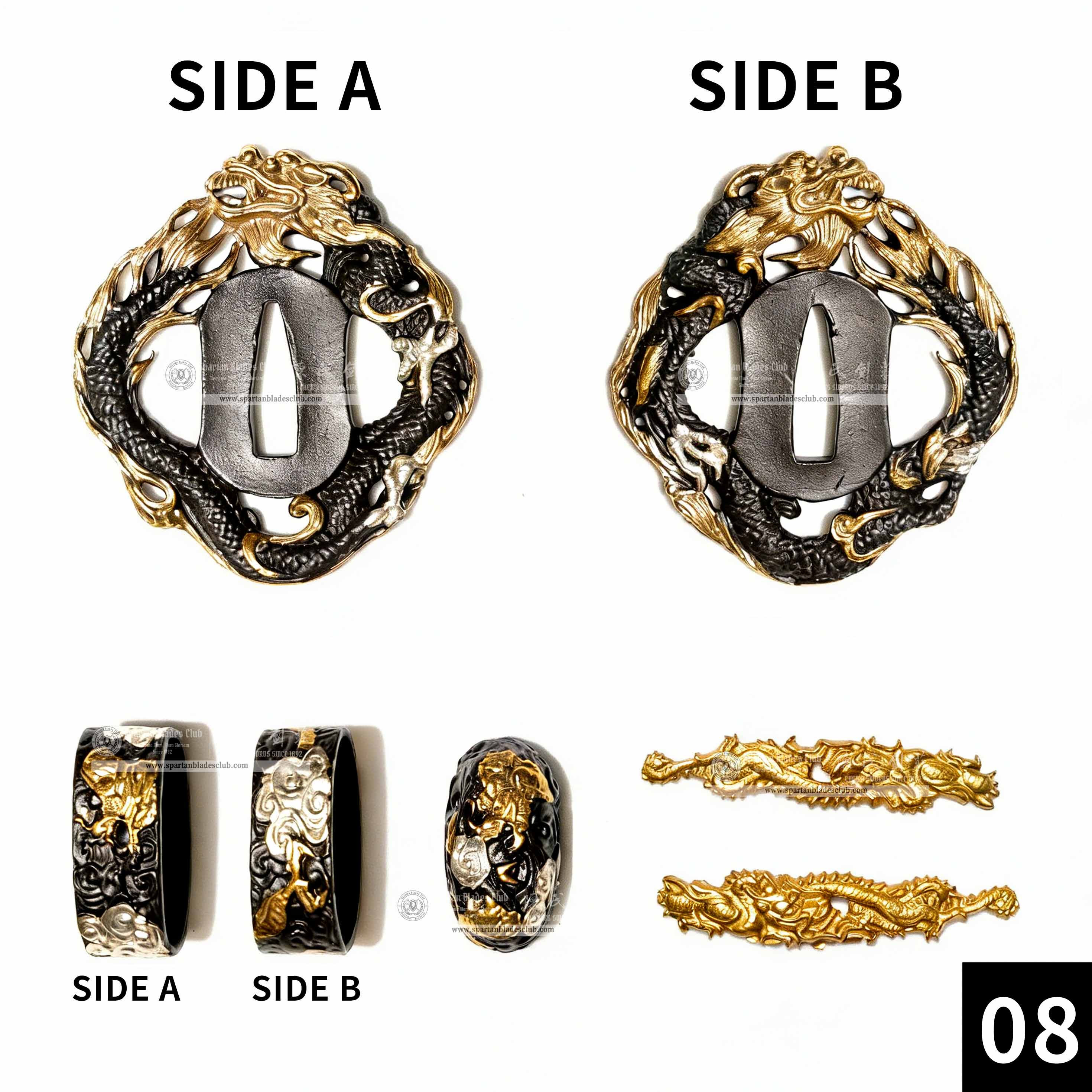 Custom Your Katana | Loong（Chinese Dragon） | Complete Set Fittings (Brass Gilded) | Spartan Blades Club | CHEN'S SWORDS 1892 - Spartan Blades Club - 陳氏劍莊1892