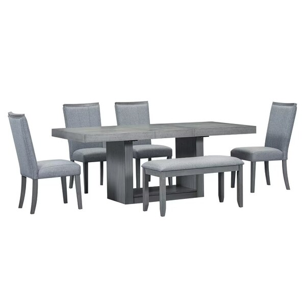 Extendable Dining Table Set with Removable Leaf,4 Upholstered Chair