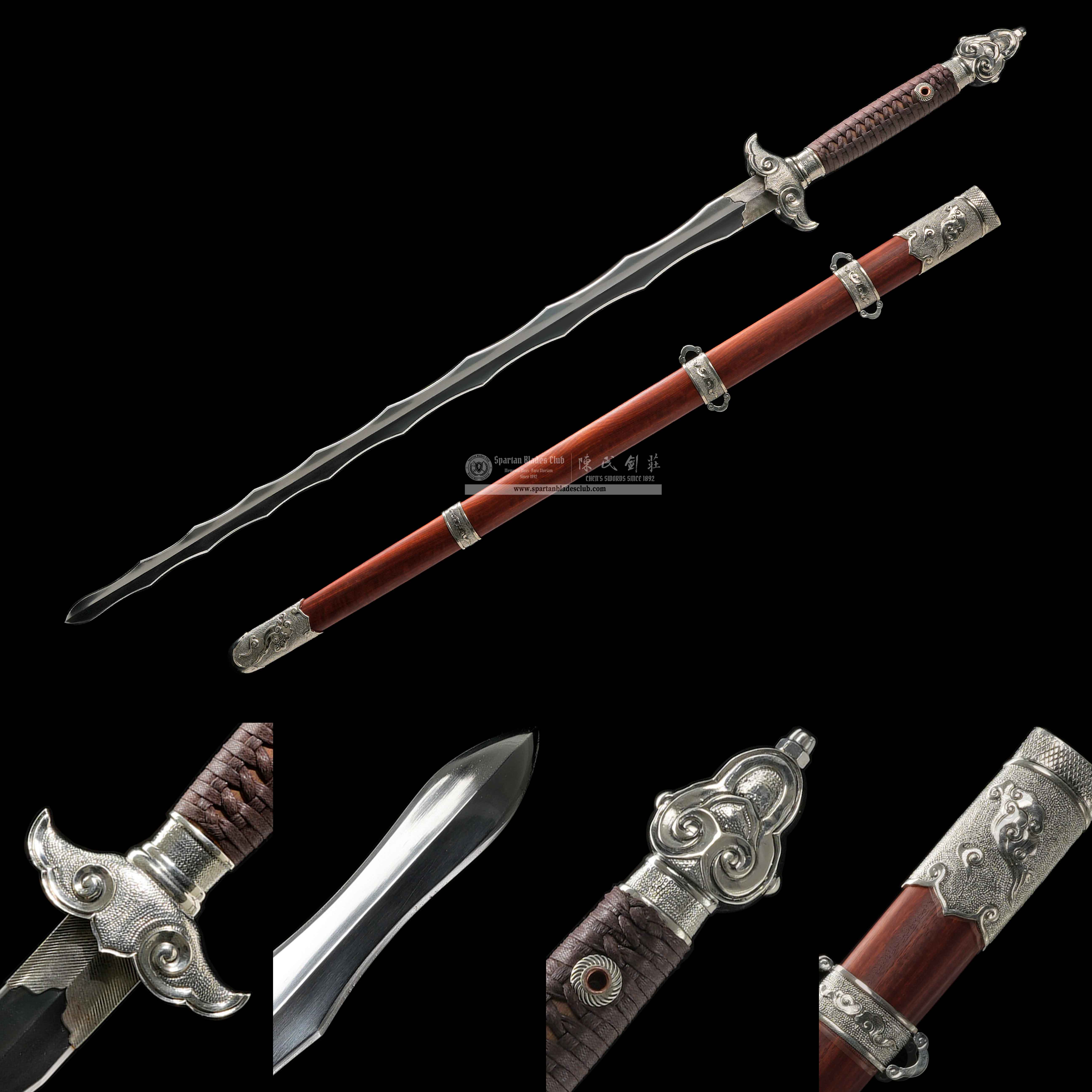 XA02 | Lüzu Jian | Chinese weapons | Leng Ning Steel | Red&Silver | Cloud | Battle-Ready | Full-tang | Spartan Blades Club | CHEN'S SWORDS 1892 - Spartan Blades Club - 陳氏劍莊1892