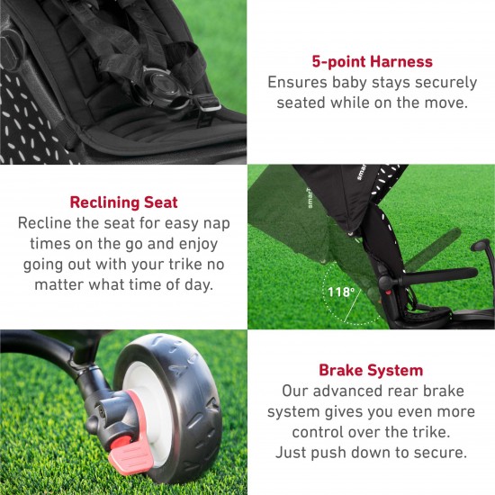 STR5, 7-in-1 Folding baby Stroller Tricycle, 9M+ – B&W