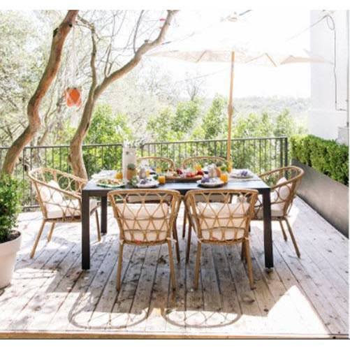 Britanna 4pk Wicker Patio Dining Chair Natural/Linen - Opalhouse