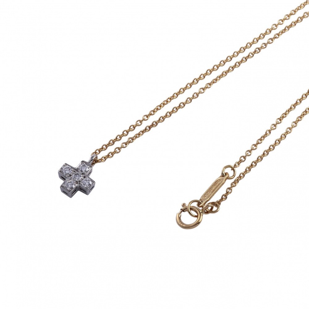 Tiffany & Co. Tiffany Crucy Foam K18YG Yellow Gold PT950 Necklace Platinum & 18K Yellow Gold Diamond