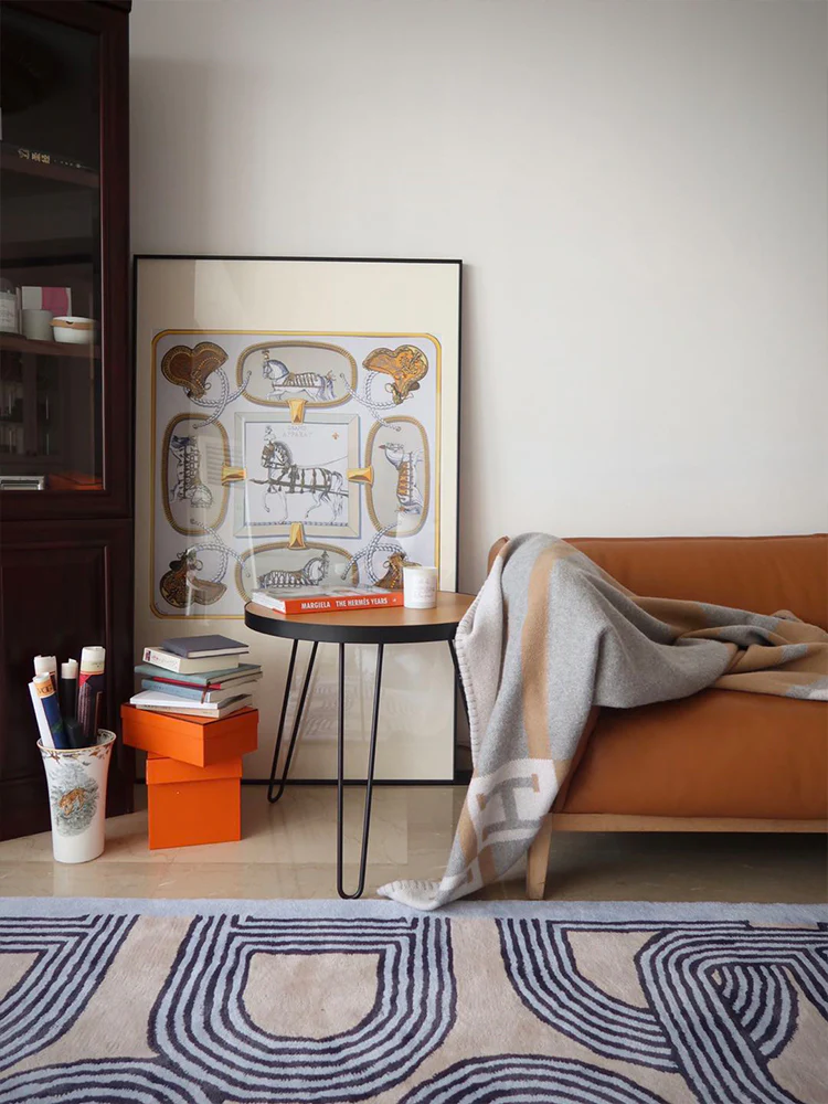 AP046 - Rare Large Handcrafted Frame Modern Silk Scarf Painting for Living Room Study