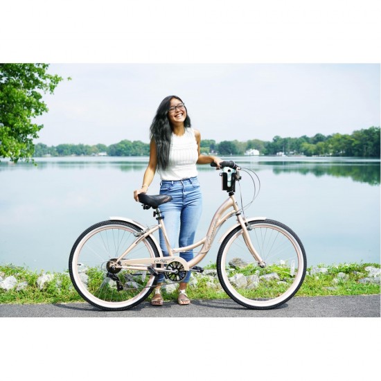 26″ Bayside Women’s Cruiser Bike, Rose Gold