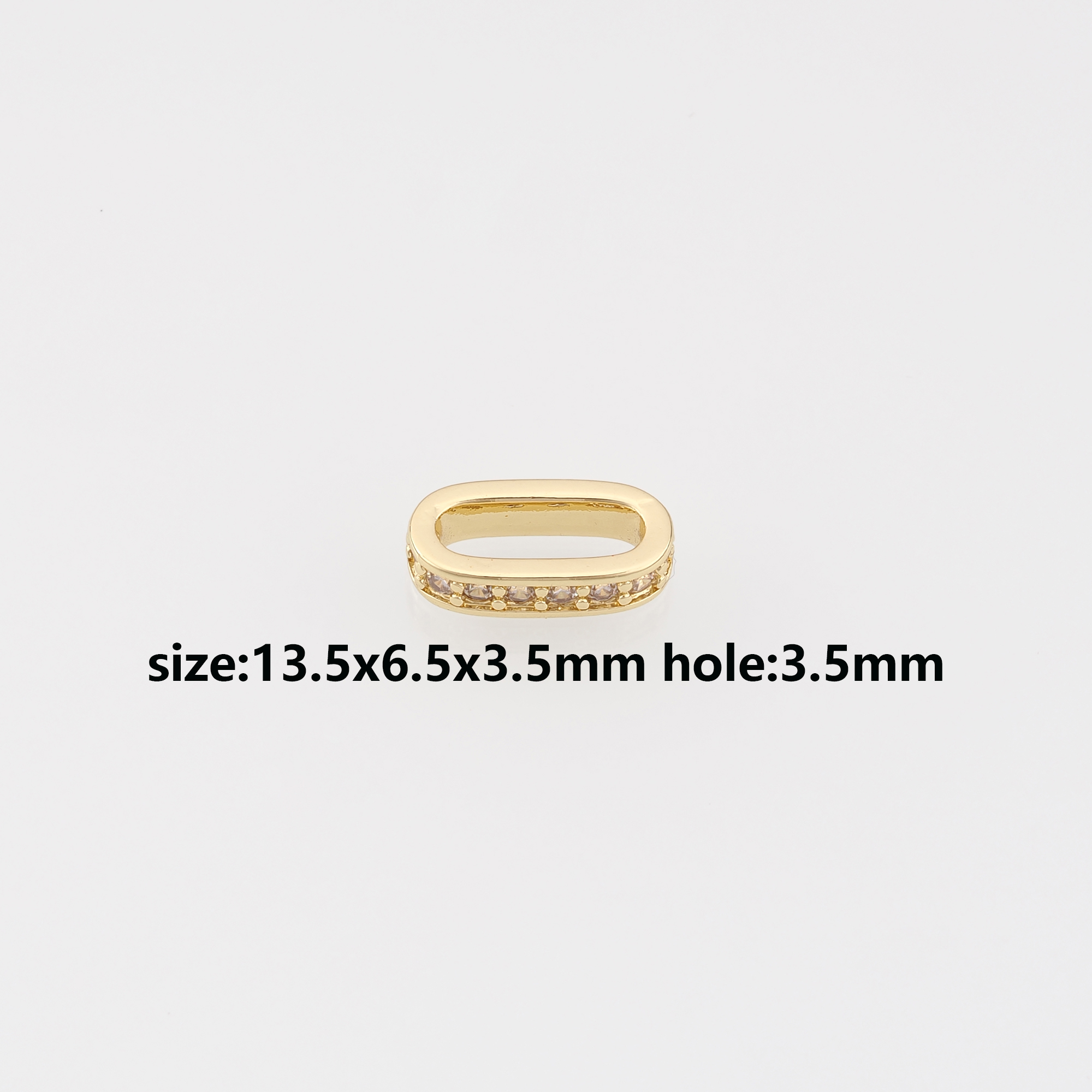 18K Gold Filled Oval Spacer Beads,CZ Micro Pave Oval Bead for Bracelet Jewelry Necklace Making Supply
