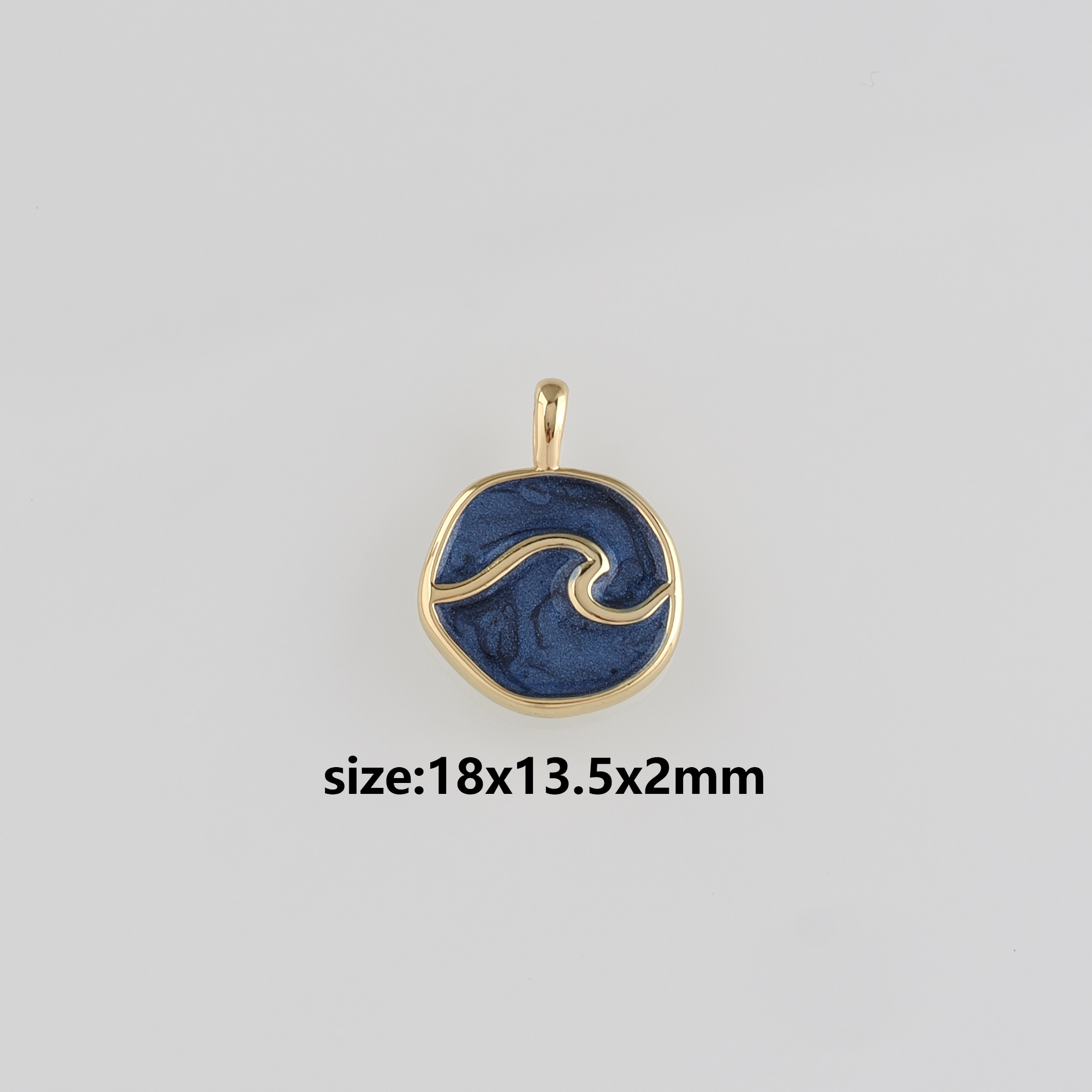 18K Gold Filled Water Pendant,Enamel Element Charm Earrings Necklace for DIY Jewelry Making Supply