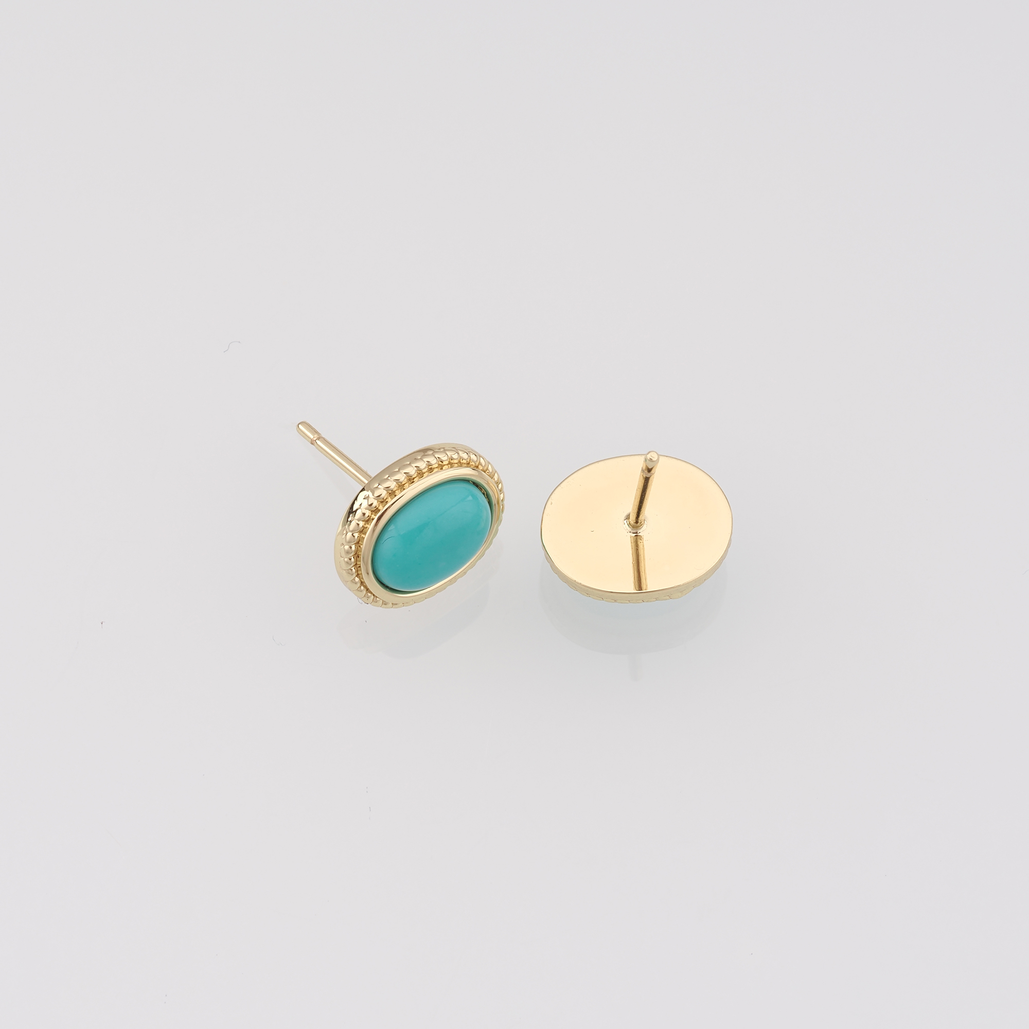 18K Gold Filled Oval Stud Earrings,Blue Stone Earrings,Textured Gold Studs,Minimalist Statement Earrings Gift for Her