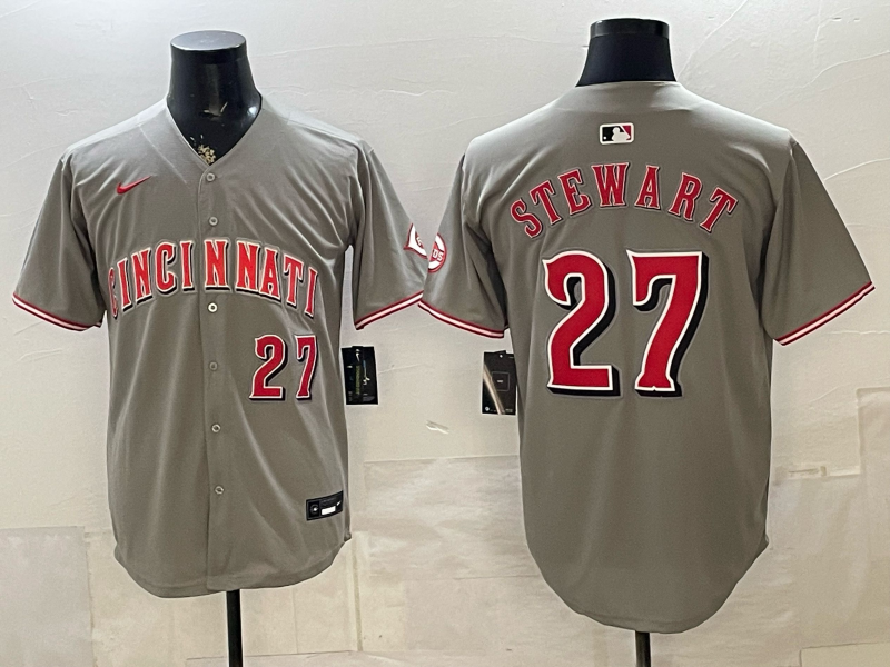 Men's Cincinnati Reds Sal Stewart #27 Gray Replica Player Jersey