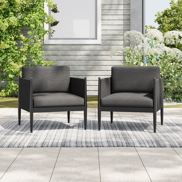 Dawson Outdoor Aluminum Club Chair with Cushions (Set of 2) by Christopher Knight Home