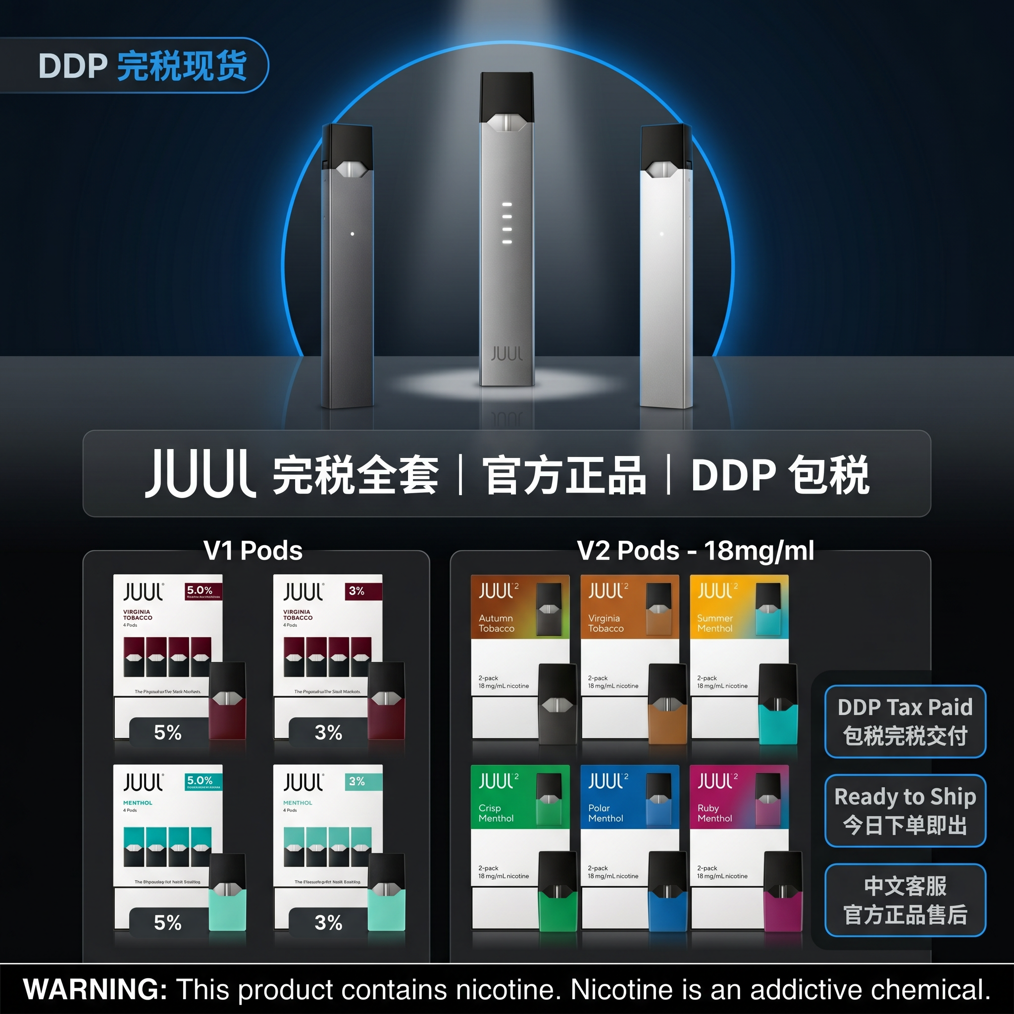 【DDP现货】JUUL V1/V2 设备 & Pods｜包税到门 - 華人蒸汽