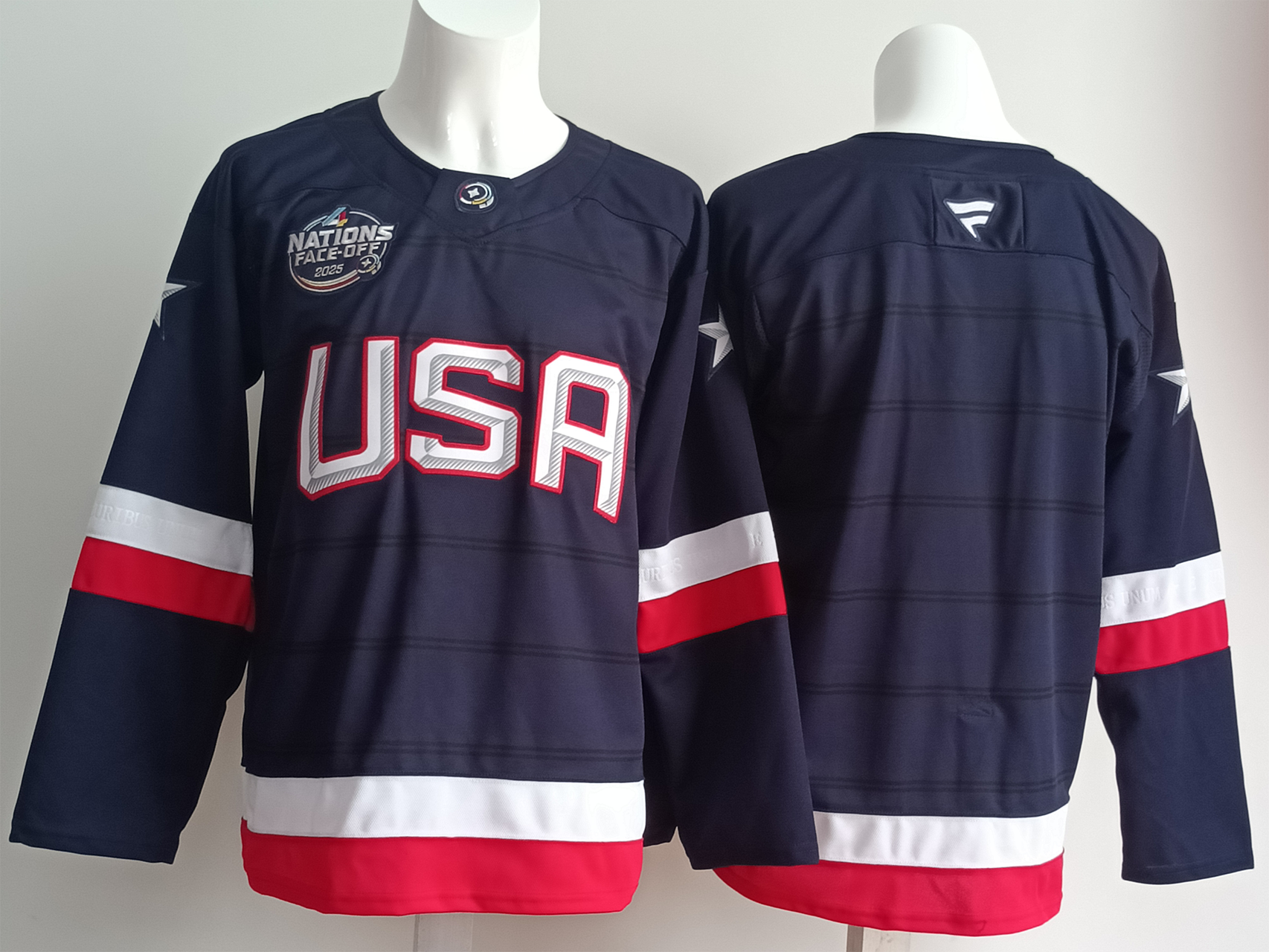 Men's United States 2025 4 Nations Face-Off Navy Blank Player Jersey