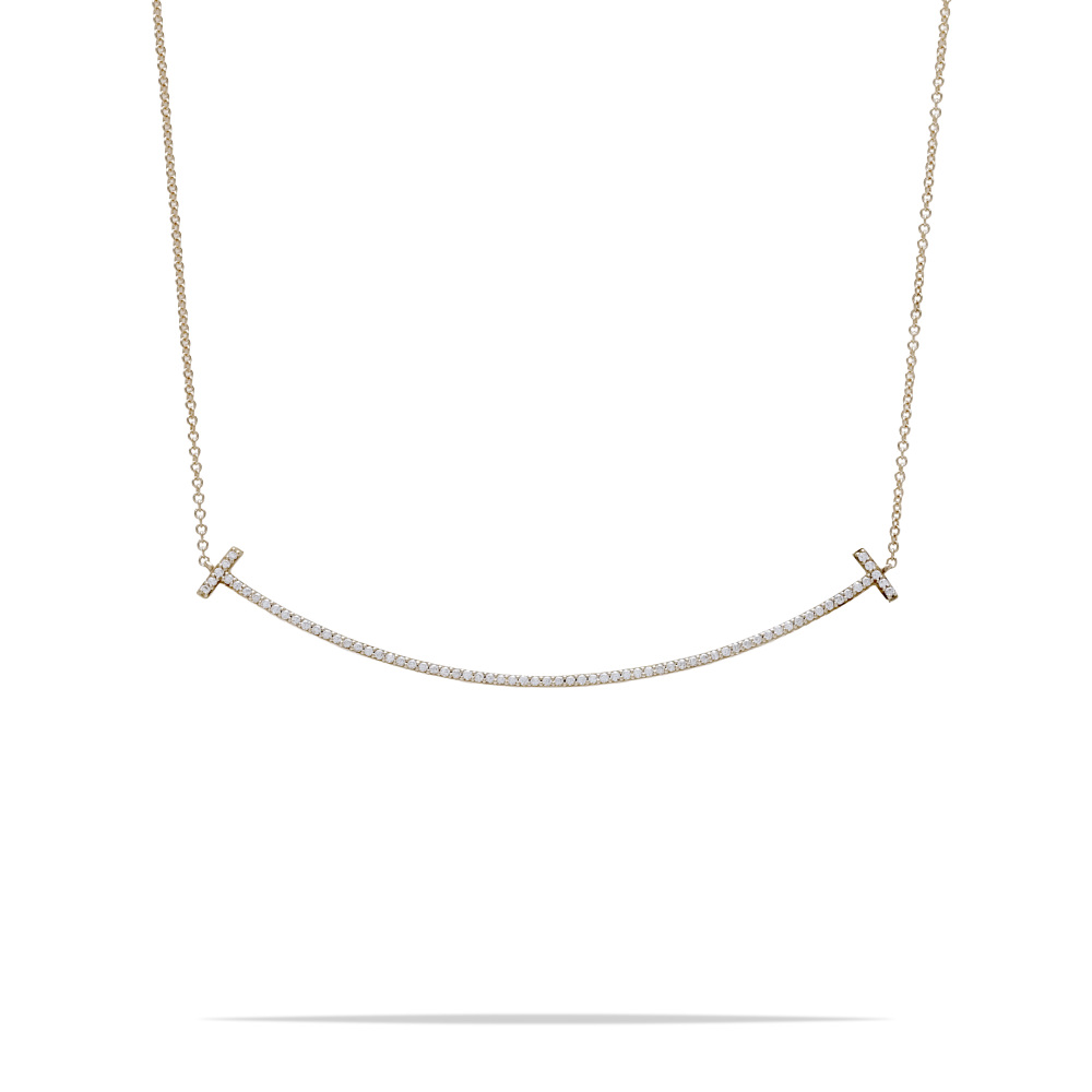 Tiffany & Co. Tiffany T Smile Necklace 18K Yellow Gold Diamond 60011656