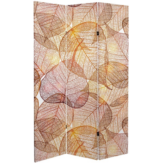 Double Sided Ethereal Leaves Canvas Room Divider Gold Oriental Furniture