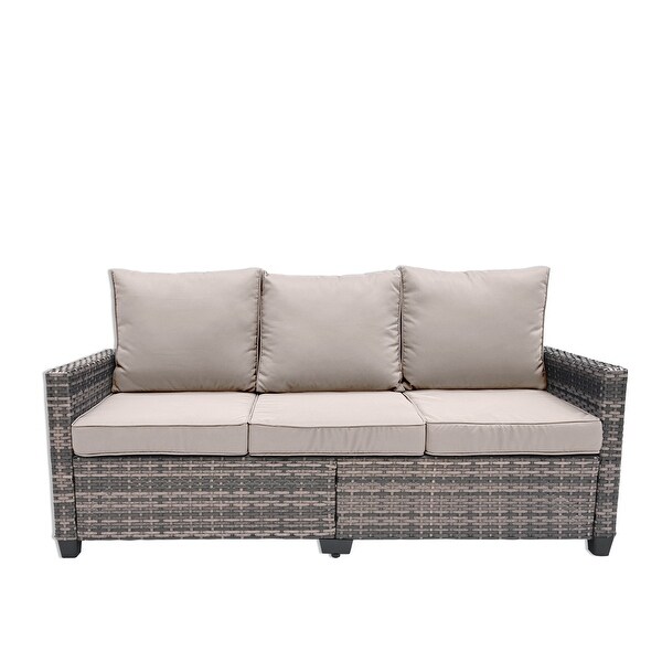 Outdoor 3 Seat Wicker Sofa Couch with Cushion