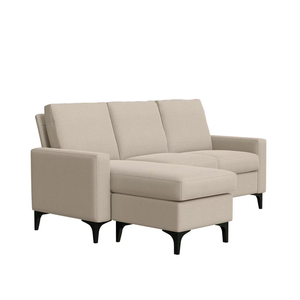 Hillsdale Matthew Fabric Upholstered Reversible Chaise Sectional Oatmeal Beige