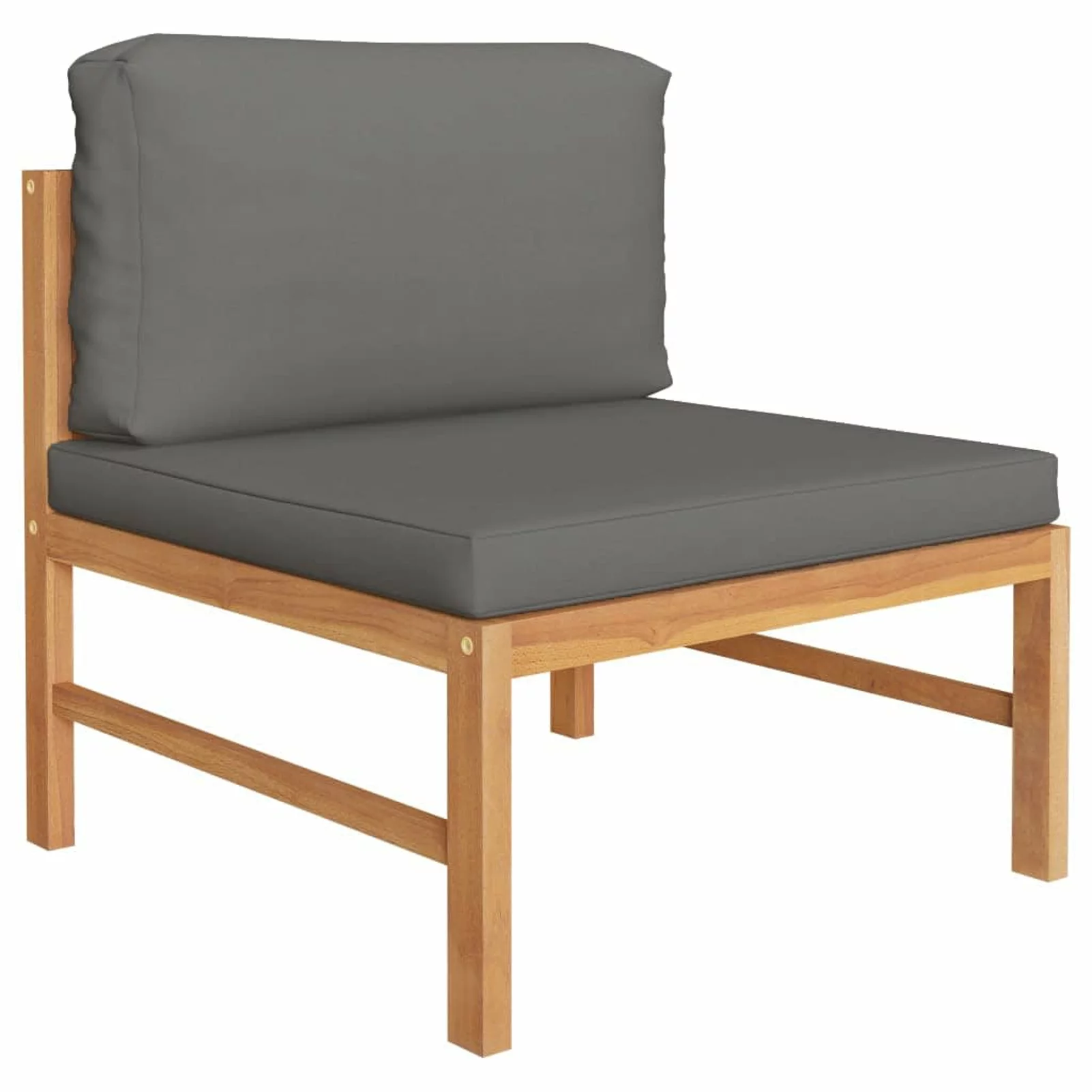 Tomshoo 2 Piece Patio Set with Dark Gray Cushions Teak Wood