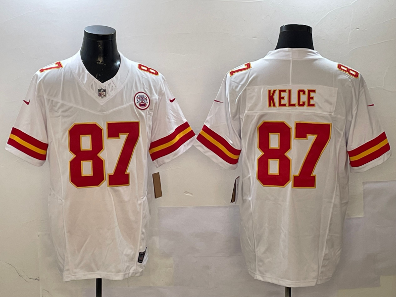Men's Kansas City Chiefs Travis Kelce #87 White Game Jersey