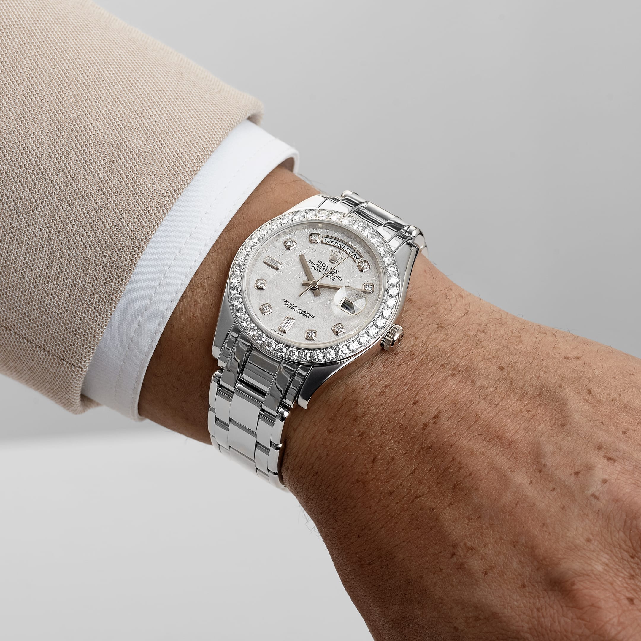 Rolex Day-Date 18946 Masterpiece Platinum Meteorite Diamond Dial and Bezel (2021)