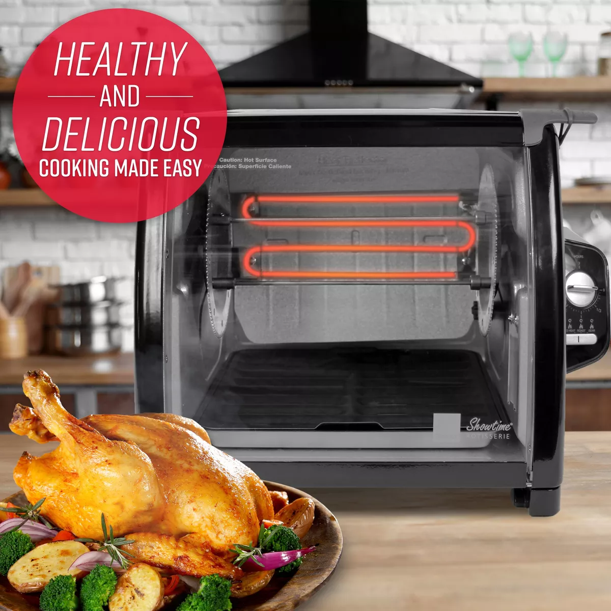 Ronco Modern Rotisserie Oven, Large Capacity 240oz Countertop Oven, Multi-Purpose Basket for Versatile Cooking, Easy-to-Use Controls – black