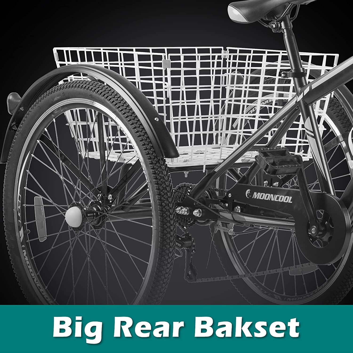 Docred Adult Tricycle, 7 Speed Three Wheel Bike,26 Inch Adults Mountain Trikes for Seniorsandkids with Shopping Basket