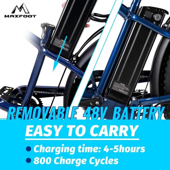 Electric Bike 26″ Fat Tire, 750W 48v 13Ah Mountain Ebikes, Removable Lithium Battery Commuter Bicycle, 23 MPH Max Speed LCD Display