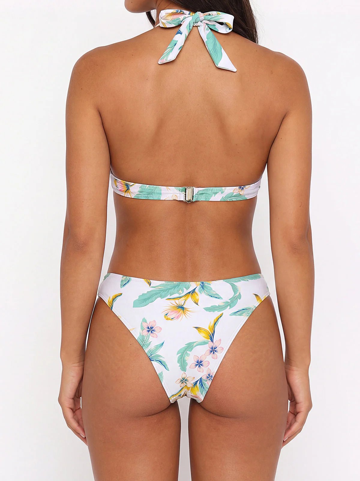 Floral Halter Bikini Set | Banded Triangle SwimsuitClistos