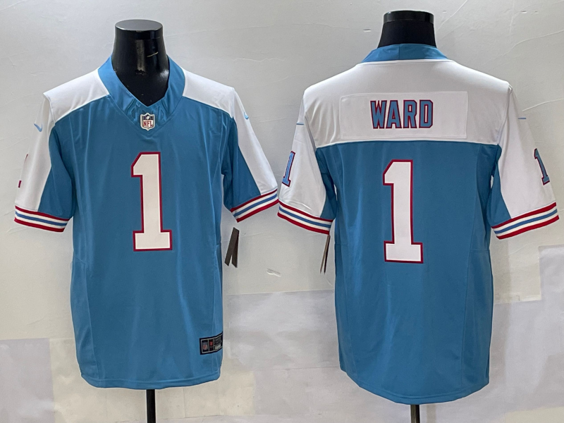 Men's Tennessee Titans Cameron Ward #1 Light Blue Game Jersey