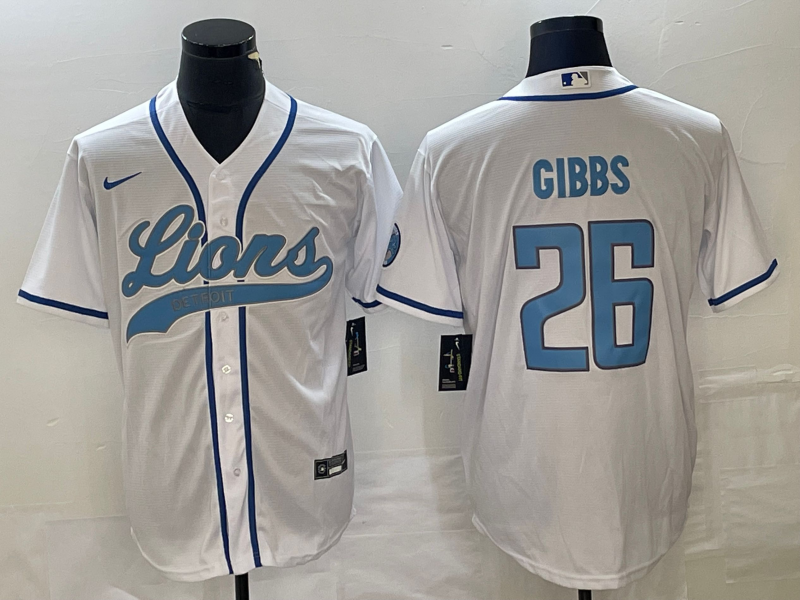 Men's Detroit Lions Jahmyr Gibbs #26 White Player Jersey