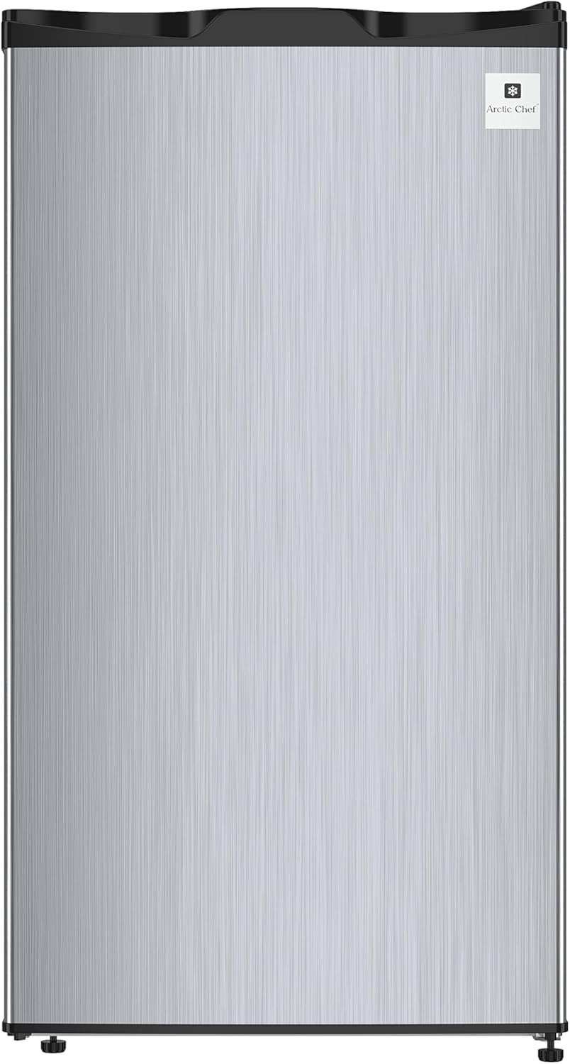 3.2 Cu.Ft Compact Mini Fridge with Freezer Automatic Defrost Reversible Door Stainless Steel