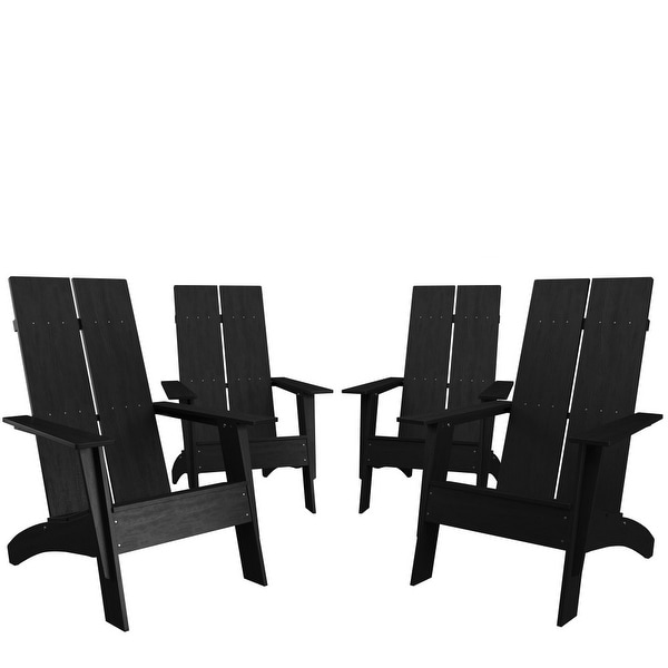 Modern Dual Slat Back Adirondack Style Chairs,Set of 4
