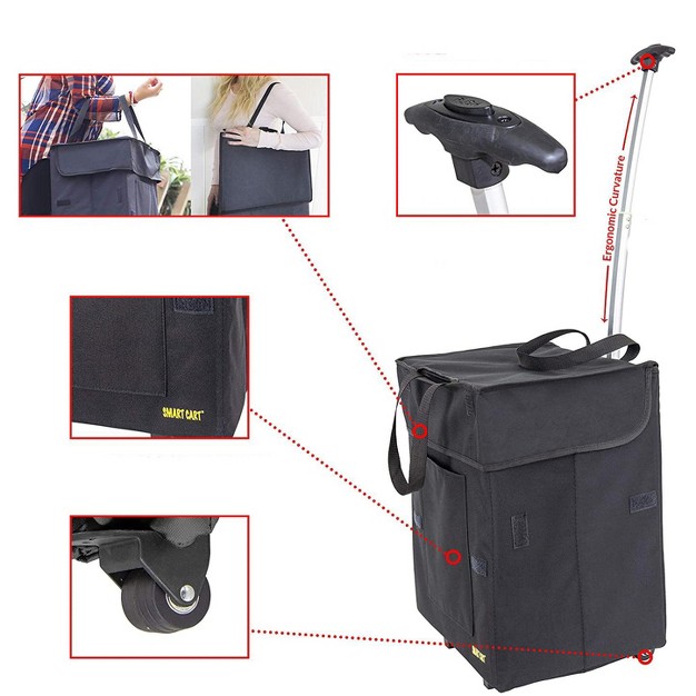 Dbest Products Bigger Smart Cart Collapsible Rolling Utility Cart Basket Grocery Shopping Teacher Hobby Craft Art