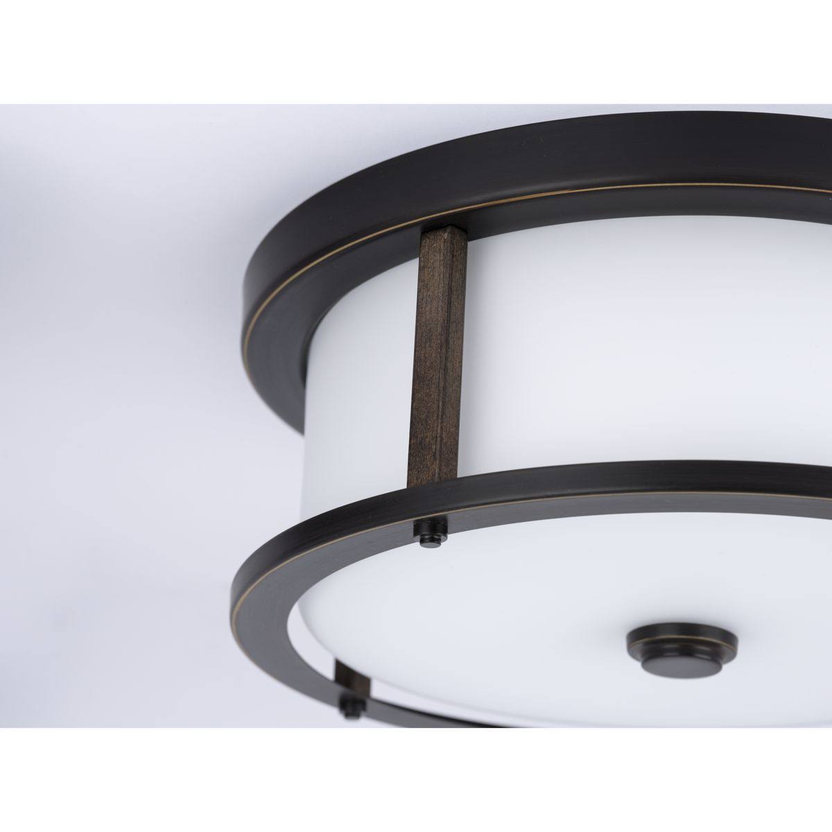 Progress Lighting P350144-020 Mast 13 in. 2-Light Antique Bronze Flush Mount