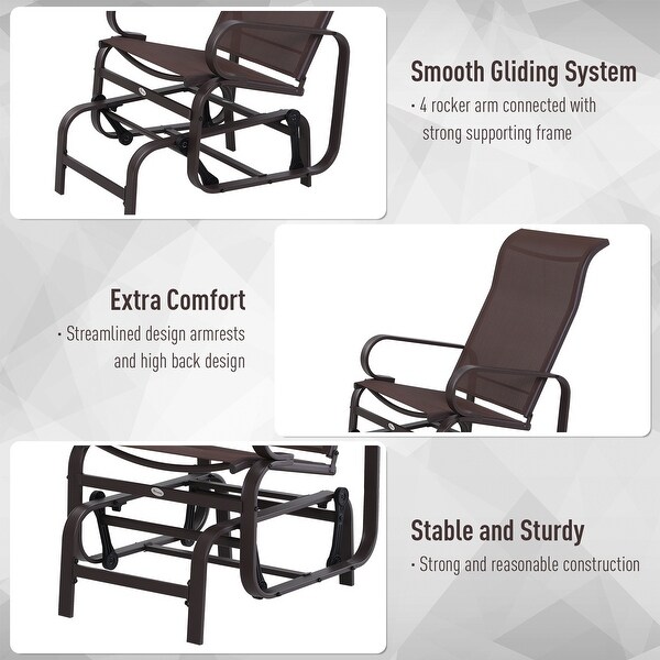 Outsunny Single Glider Brown Mesh Rocking Chair