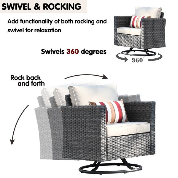 OVIOS Wicker Swivel Rocking Chair 3piece Set
