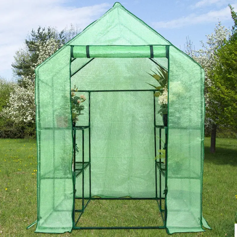 Walk-In Indoor/Outdoor Greenhouse Tent — 4.8’×4.8’×6.4′ Plant Growing Enclosure
