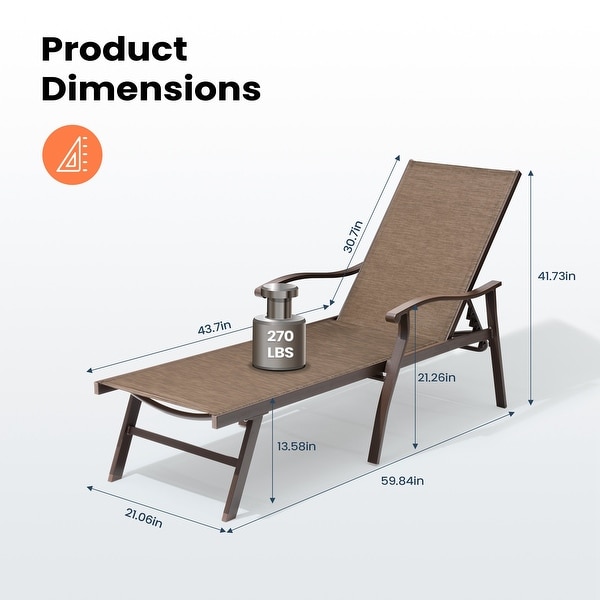Pellebant 2PCS Patio Aluminum Adjustable Chaise Lounge Chair
