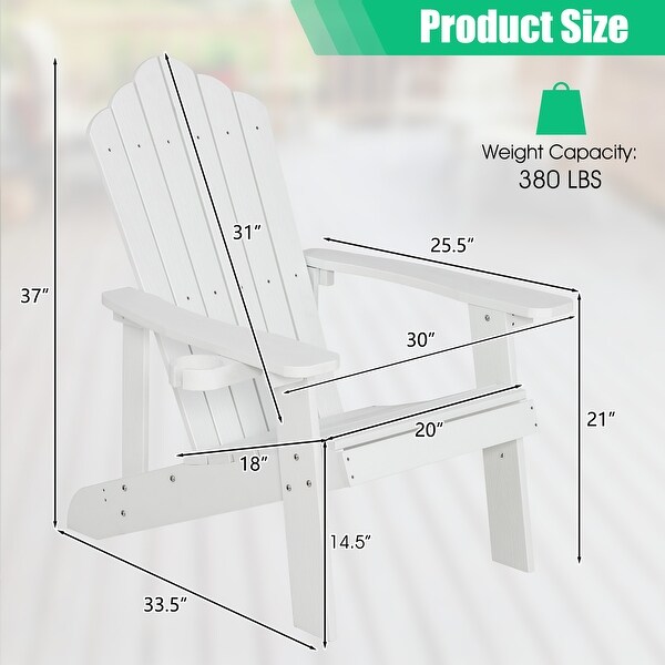 Costway Patio HIPS Adirondack Chair with Cup Holder Weather Resistant