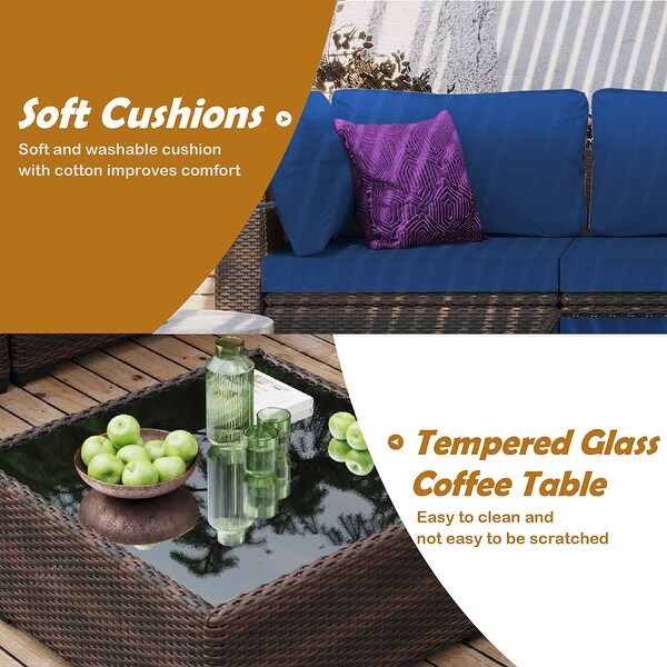 UPHA Cushioned 7piece Conversation Sectional Patio Group Furniture