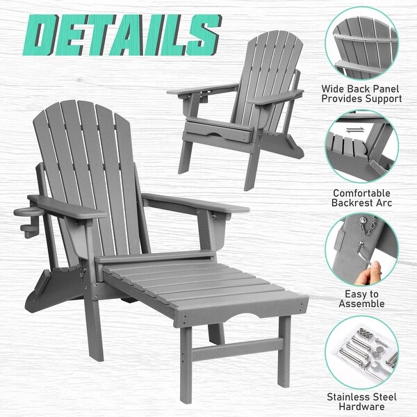 Vrakae Folding and Adjustable Adirondack Chair with Ottoman