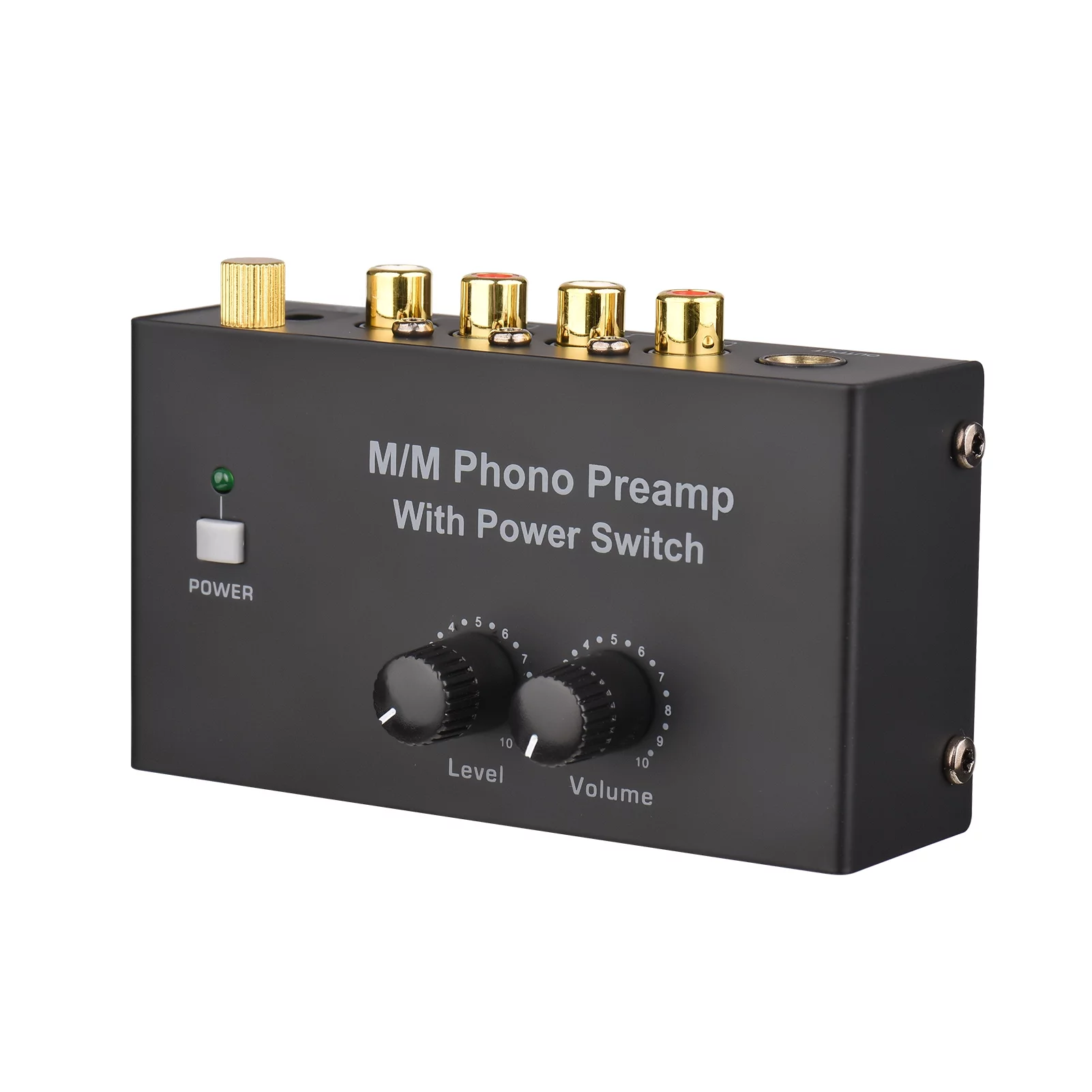 Aibecy Ultra-compact Phono Preamp M/M with Power Switch Volume and Level Control RCA Input Output 1/4 Inch TRS Interface
