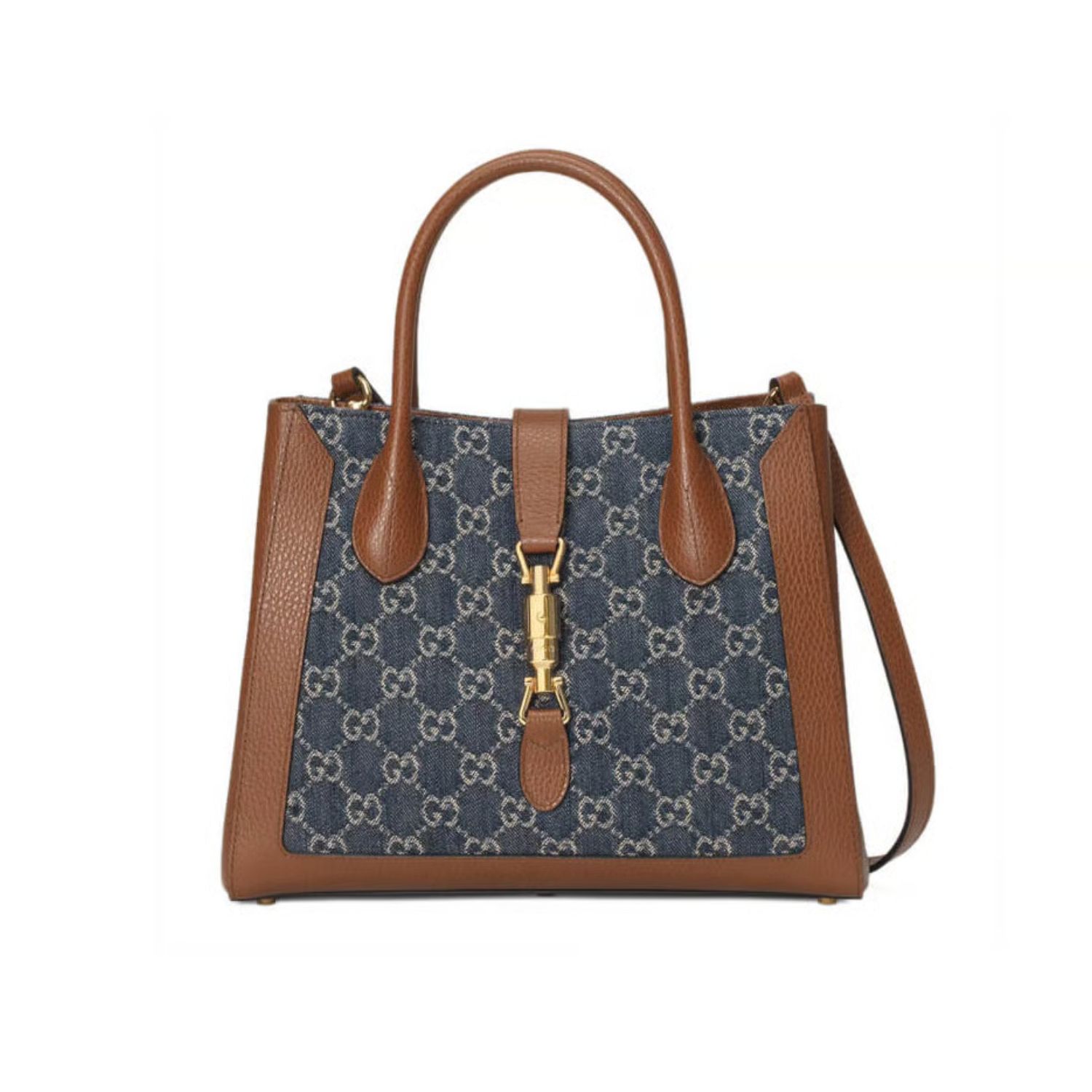 Gucci Jackie 1961 Medium Tote Bag in Blue Denim 30cm