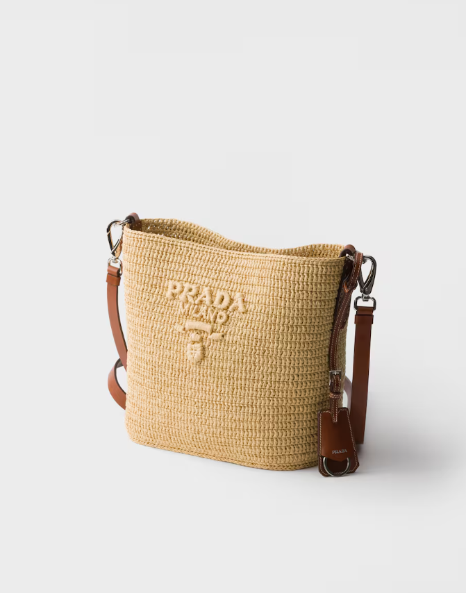 PRADA Small crochet and leather bucket bag