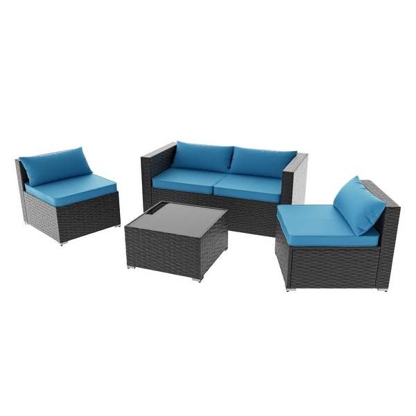 5Piece Patio Wicker Rattan Sectional Sofa Set