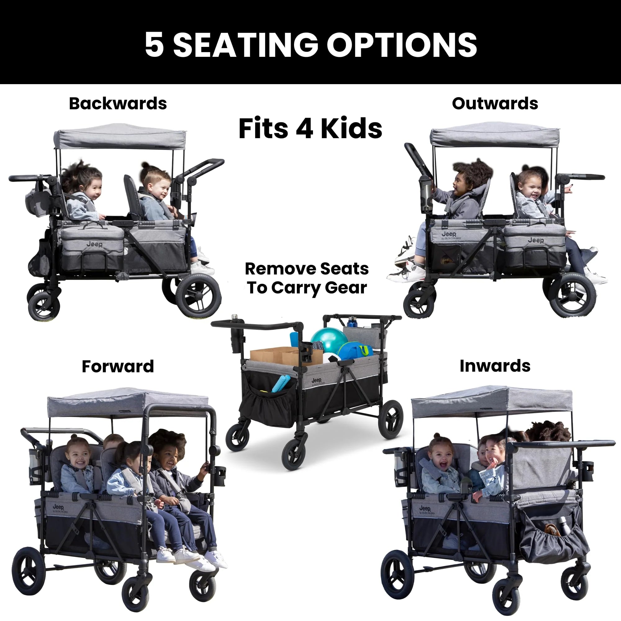 2026 Jeep Wrangler Deluxe 4 Seater Stroller Wagon by Delta Children